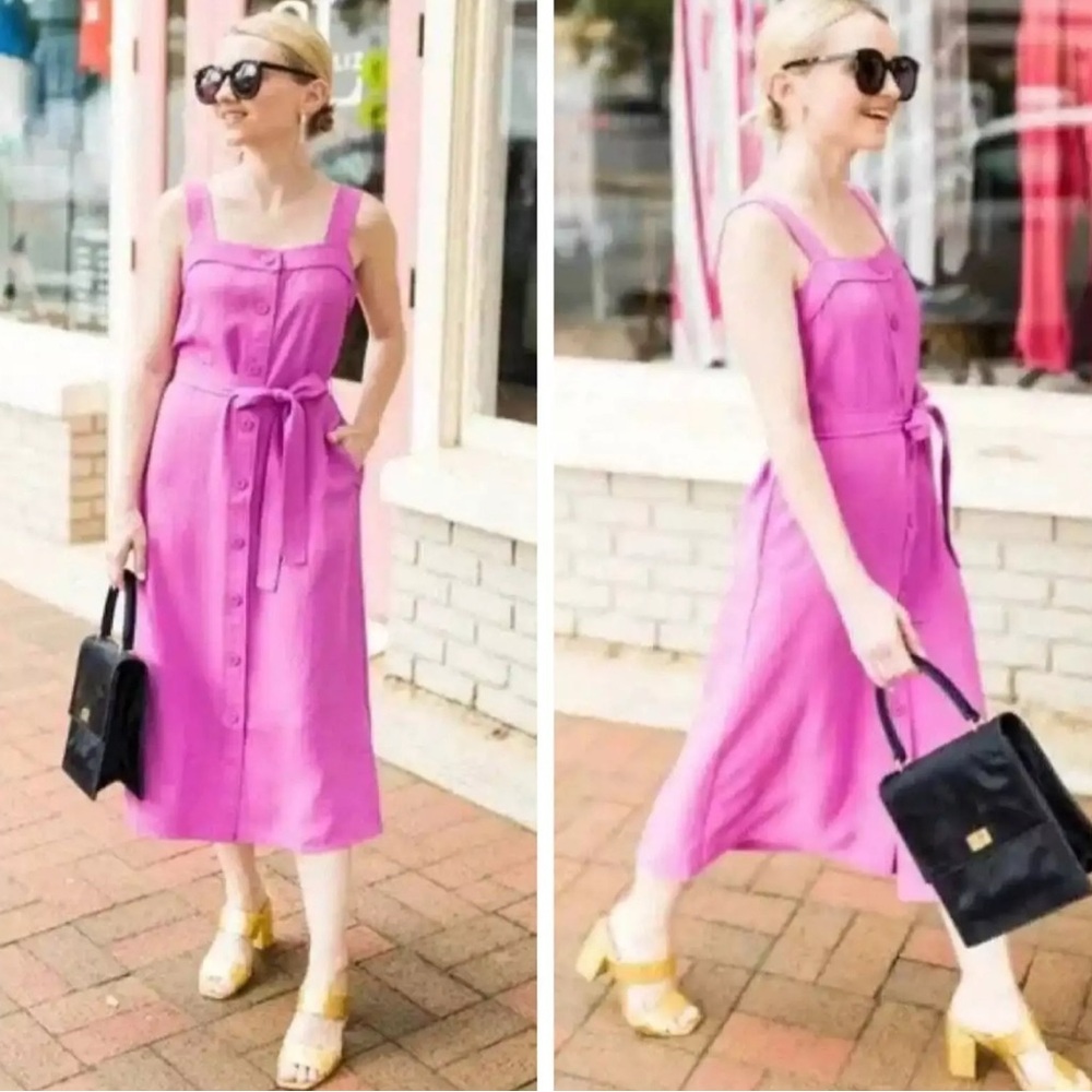 NWT Everlane The Japanese GoWeave Picnic Midi Button Down Dress Sz 8 purple